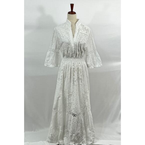TEMPTATION POSITANO Sz L Large Pompei White Lace Maxi Dress - Picture 2 of 10
